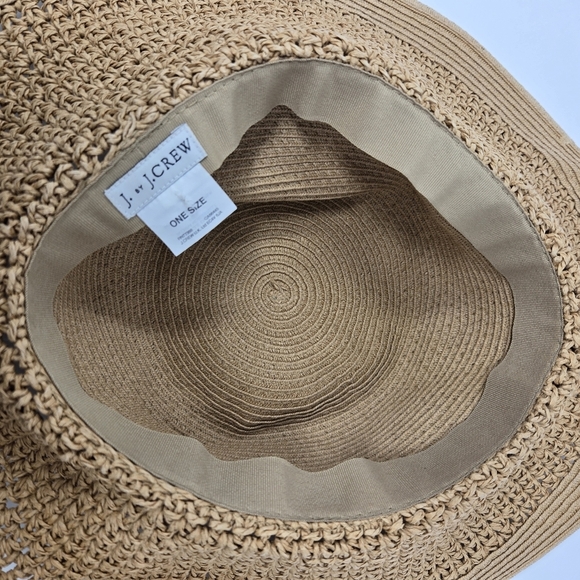 J. CREW TEXTURED SUMMER STRAW HAT DUSTY DUNE SHAPED SUN HAT WOMEN OS VACATION - Picture 6 of 16